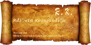 Rövid Krisztián névjegykártya